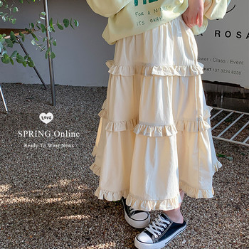 6718 Παιδικά Ρούχα Κοριτσίστικη Φούστα 2023 Καλοκαίρι Φθινόπωρο Νέα Φούστα Κέικ για Κορίτσια Lotus Leaf Δαντέλα Φούστα