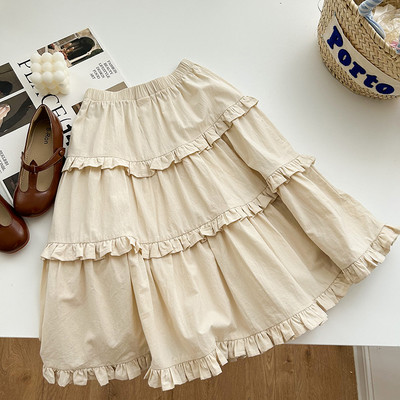 6718 Haine pentru copii Fusta fetita 2023 Vara Toamna Fusta lunga tort fetita Fusta din dantela frunze de lotus