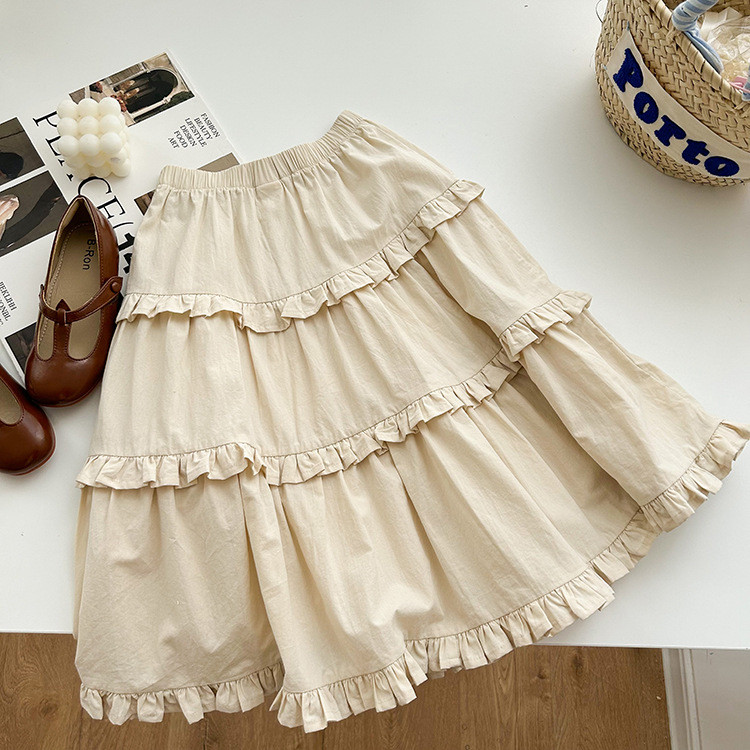 6718 Haine pentru copii Fusta fetita 2023 Vara Toamna Fusta lunga tort fetita Fusta din dantela frunze de lotus