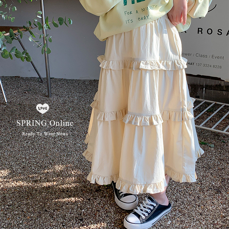 6718 Haine pentru copii Fusta fetita 2023 Vara Toamna Fusta lunga tort fetita Fusta din dantela frunze de lotus