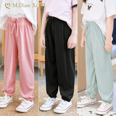 Väikeste tüdrukute vabad roosad püksid suvised vabaajamood lapsed riided rohelised laiad püksid lapsele mugavad püksid 6-12 aastat