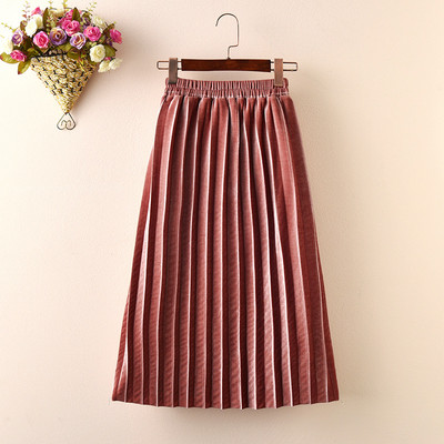 Baršunasta plisirana duga suknja za djevojčice Proljeće Jesen Nove dječje pamučne ležerne široke suknje s elastičnim strukom WT773