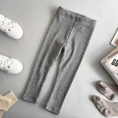 Lastele kunstkašmiirpüksid kevad-sügis tüdrukud puuvillase keermega säärised tüdrukule Stretch kitsad püksid ühevärvilised triibulised püksid