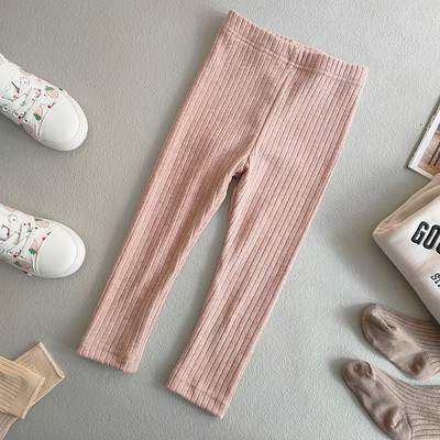 Lastele kunstkašmiirpüksid kevad-sügis tüdrukud puuvillase keermega säärised tüdrukule Stretch kitsad püksid ühevärvilised triibulised püksid