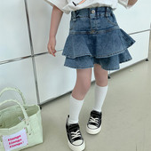 deer jonmi Ljeto 2023. Slojevite traper suknje za djevojčice visokog struka Dječje plisirane kratke hlače Suknje