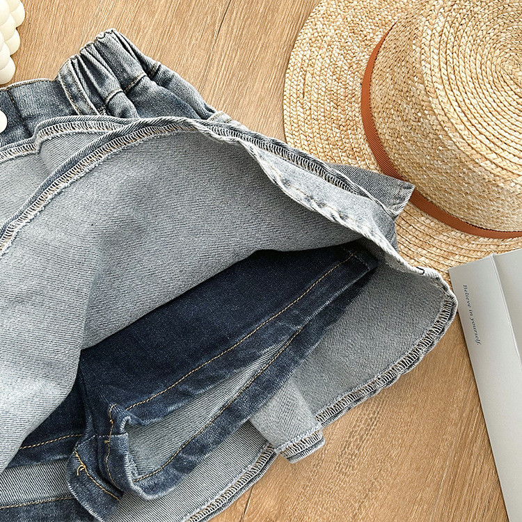 deer jonmi Ljeto 2023. Slojevite traper suknje za djevojčice visokog struka Dječje plisirane kratke hlače Suknje