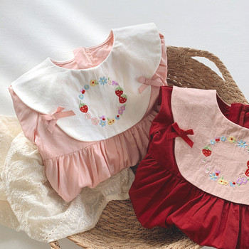 Φθινοπωρινό μωρό φόρεμα με μακρυμάνικο ρετρό κεντημένο κοριτσίστικο φόρεμα ανοιξιάτικο κούκλα λαιμό πριγκίπισσα φόρεμα χνουδωτό παιδικό φόρεμα