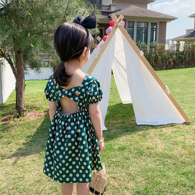 Nova ljetna haljina za djevojčice 2022., modna mašna, punf rukava, točkasta haljina za princeze, slatka dječja odjeća za bebe, dječja odjeća za djevojčice