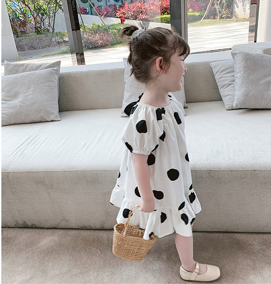 Nova ljetna haljina za djevojčice 2022., modna mašna, punf rukava, točkasta haljina za princeze, slatka dječja odjeća za bebe, dječja odjeća za djevojčice