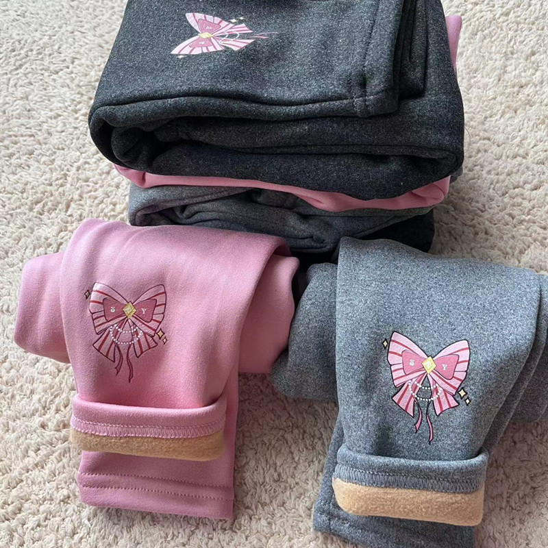 Sweet Girls Tajice s mašnom Baršunaste hlače Jesen Zima Dječje Pamučne rastezljive Tople hlače Uske hlače za djevojčice s elastičnim strukom