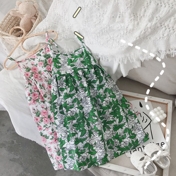 Κορίτσια Καλοκαιρινό φόρεμα με σφεντόνα Εξωτερικό Φόρεμα Μικρή φρέσκια απαλή κορεάτικη έκδοση Βρεφικά παιδικά ρούχα Γλυκό Floral Vestidos Holiday Beach Dress