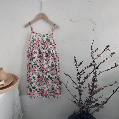 Κορίτσια Καλοκαιρινό φόρεμα με σφεντόνα Εξωτερικό Φόρεμα Μικρή φρέσκια απαλή κορεάτικη έκδοση Βρεφικά παιδικά ρούχα Γλυκό Floral Vestidos Holiday Beach Dress