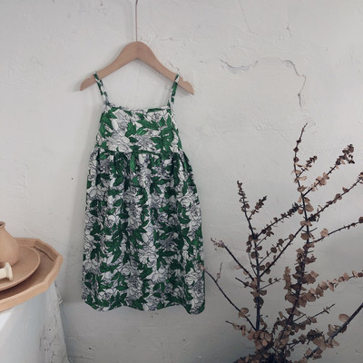 Κορίτσια Καλοκαιρινό φόρεμα με σφεντόνα Εξωτερικό Φόρεμα Μικρή φρέσκια απαλή κορεάτικη έκδοση Βρεφικά παιδικά ρούχα Γλυκό Floral Vestidos Holiday Beach Dress