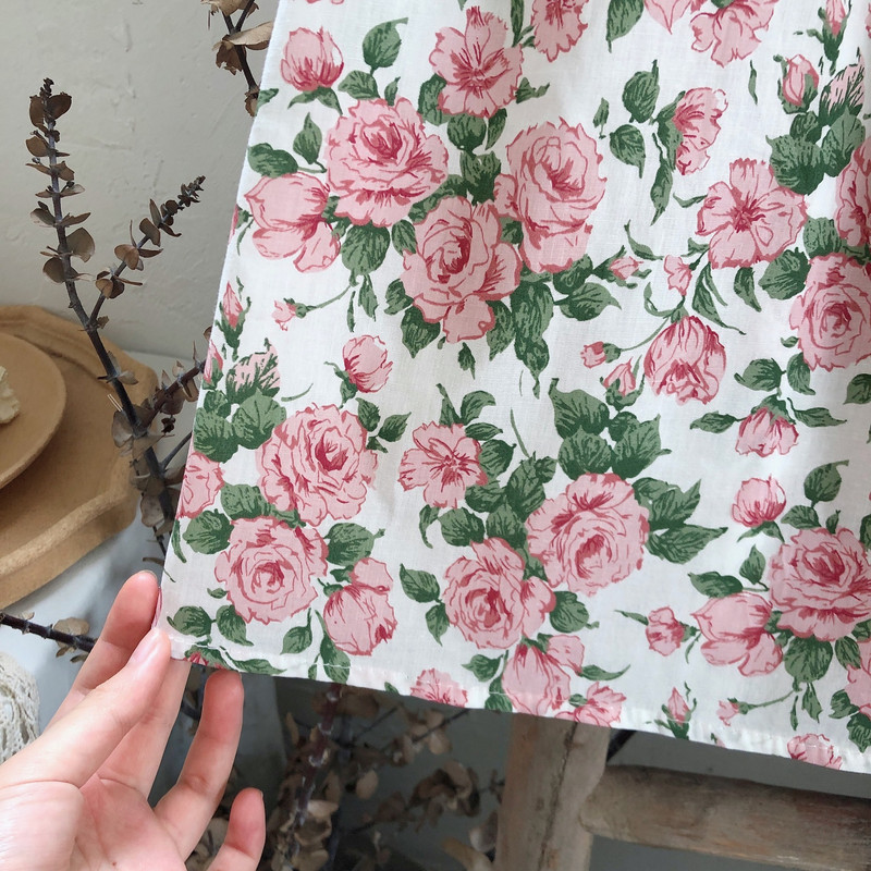 Κορίτσια Καλοκαιρινό φόρεμα με σφεντόνα Εξωτερικό Φόρεμα Μικρή φρέσκια απαλή κορεάτικη έκδοση Βρεφικά παιδικά ρούχα Γλυκό Floral Vestidos Holiday Beach Dress