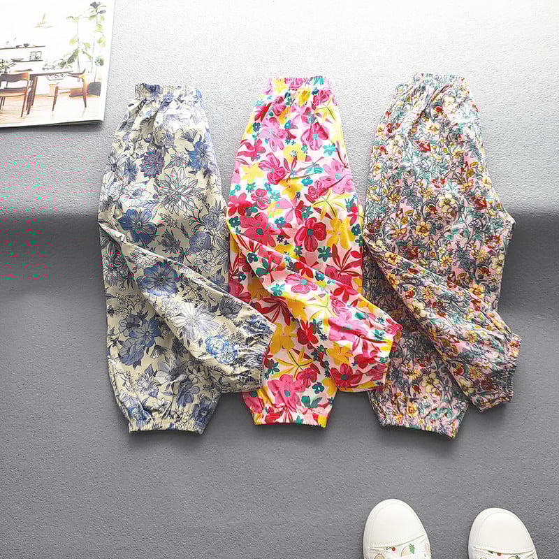 Suvised Beebid Tüdrukud Poisid Lahedad hingavad rannapüksid Armsad tüdrukud Lilled Püksid Lapsed Vabaajakirjaga Sissetõmmatavad jalapüksid