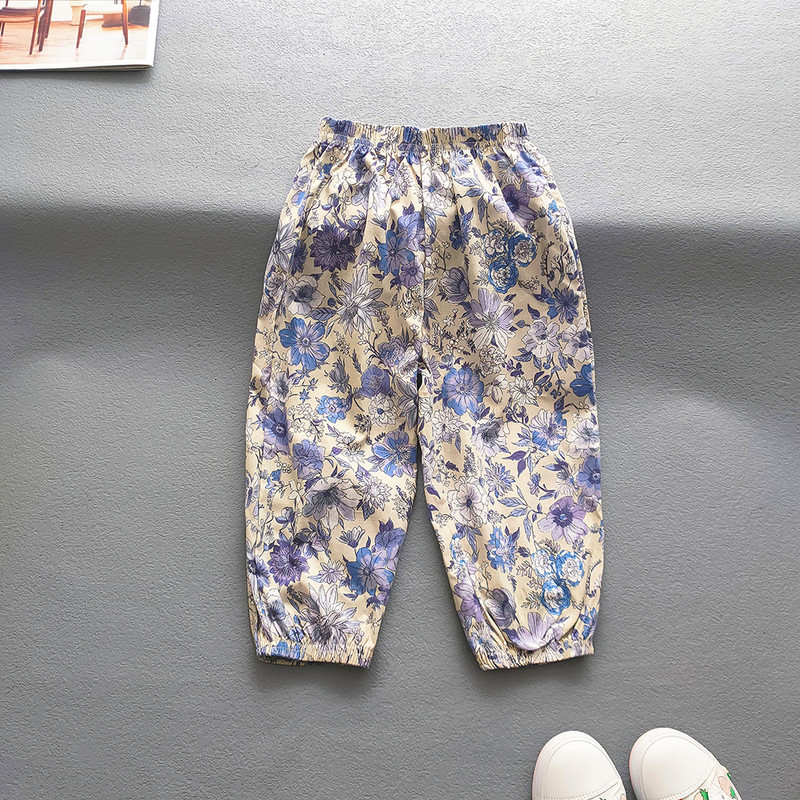 Suvised Beebid Tüdrukud Poisid Lahedad hingavad rannapüksid Armsad tüdrukud Lilled Püksid Lapsed Vabaajakirjaga Sissetõmmatavad jalapüksid