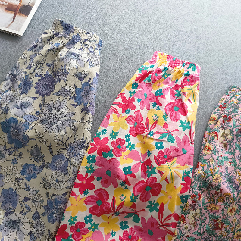 Suvised Beebid Tüdrukud Poisid Lahedad hingavad rannapüksid Armsad tüdrukud Lilled Püksid Lapsed Vabaajakirjaga Sissetõmmatavad jalapüksid