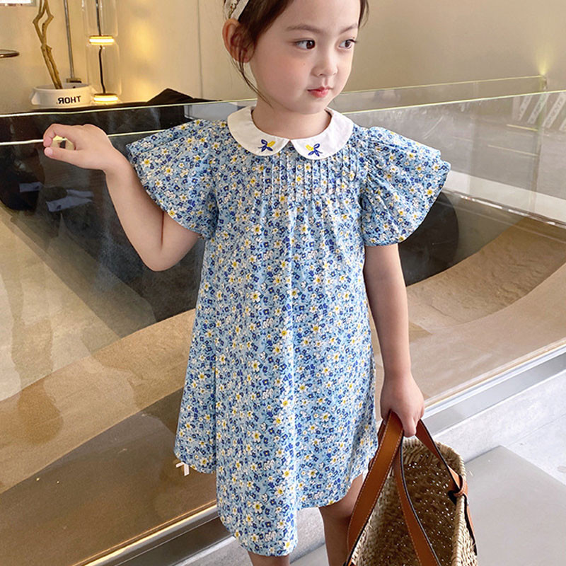 Ljetne haljine za djevojke u seoskom stilu, vez, ovratnik za lutke, leteći rukavi, mini slatka haljina, haljina za princeze, haljina za zabave, šarm, haljine