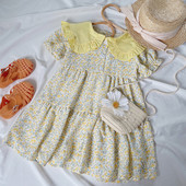 Cvjetna haljina za djevojčice Ljeto Nova slatka pastoralna beba Moderna dječja haljina Moda za djevojčice Dječja odjeća Ležerna odjeća Besplatna torba