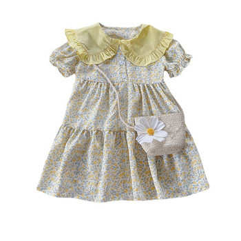 Φόρεμα λουλουδιών για κορίτσια Καλοκαιρινό Νέα Sweet Pastoral Baby Μοντέρνο Παιδικό Φόρεμα Κοριτσίστικη μόδα Παιδική Στολή Casual Ρούχα Δωρεάν Τσάντα