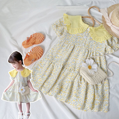 Cvjetna haljina za djevojčice Ljeto Nova slatka pastoralna beba Moderna dječja haljina Moda za djevojčice Dječja odjeća Ležerna odjeća Besplatna torba