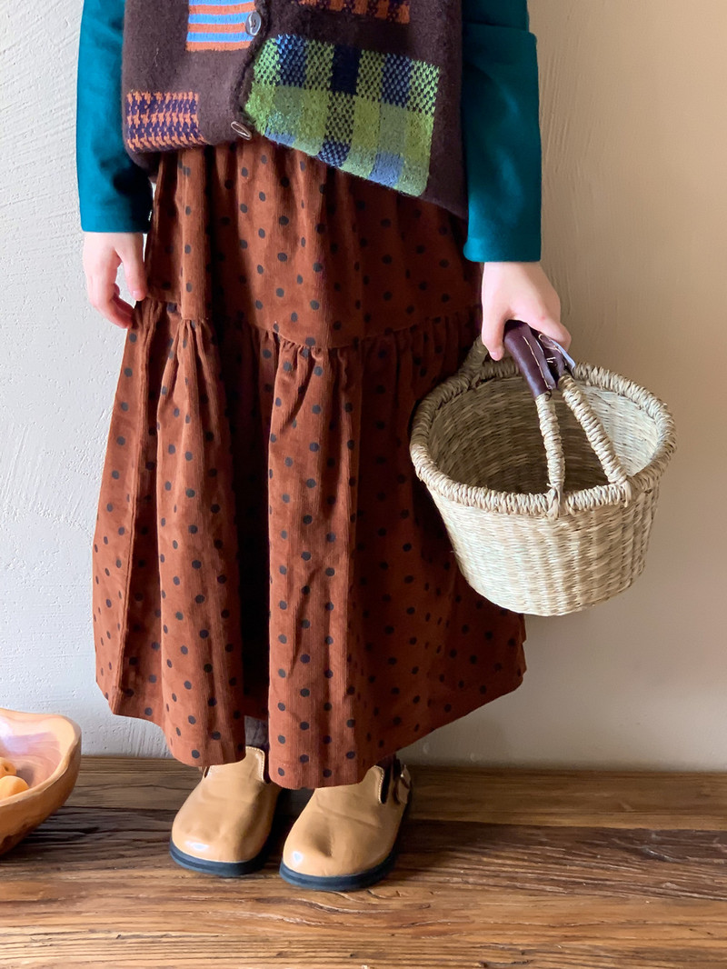 Sügistalvise moe täpitrükiga velvetist seelikud tüdrukutele avar soe seelik