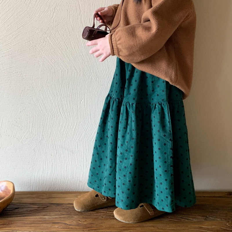 Sügistalvise moe täpitrükiga velvetist seelikud tüdrukutele avar soe seelik