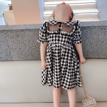 Καλοκαιρινό φόρεμα για κορίτσια με δικτυωτό διχτυωτό κούφιο φόρεμα καρό γλυκό φόρεμα πριγκίπισσας Παιδικές στολές για μωρά Παιδικά ρούχα