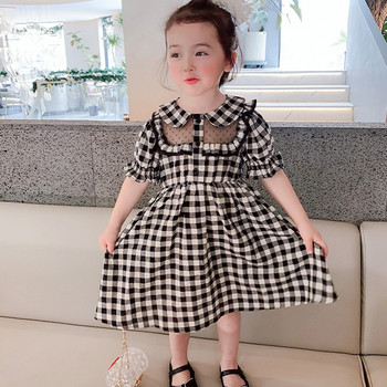 Καλοκαιρινό φόρεμα για κορίτσια με δικτυωτό διχτυωτό κούφιο φόρεμα καρό γλυκό φόρεμα πριγκίπισσας Παιδικές στολές για μωρά Παιδικά ρούχα