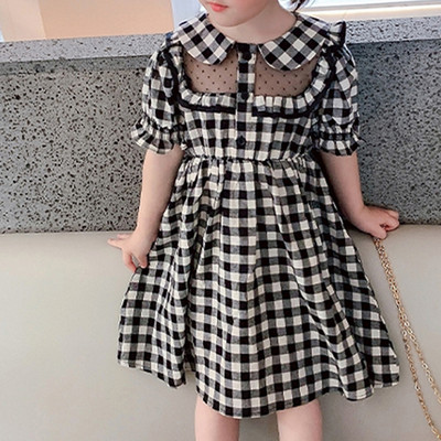 Καλοκαιρινό φόρεμα για κορίτσια με δικτυωτό διχτυωτό κούφιο φόρεμα καρό γλυκό φόρεμα πριγκίπισσας Παιδικές στολές για μωρά Παιδικά ρούχα