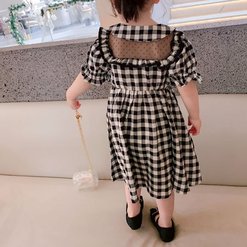 Καλοκαιρινό φόρεμα για κορίτσια με δικτυωτό διχτυωτό κούφιο φόρεμα καρό γλυκό φόρεμα πριγκίπισσας Παιδικές στολές για μωρά Παιδικά ρούχα