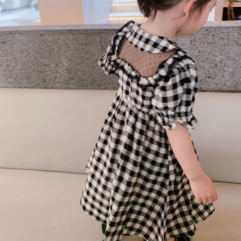 Καλοκαιρινό φόρεμα για κορίτσια με δικτυωτό διχτυωτό κούφιο φόρεμα καρό γλυκό φόρεμα πριγκίπισσας Παιδικές στολές για μωρά Παιδικά ρούχα