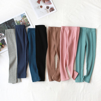 Пролет Есен Едноцветни памучни панталони за момичета Тънки клинове Babys Детски еластични панталони Детско облекло