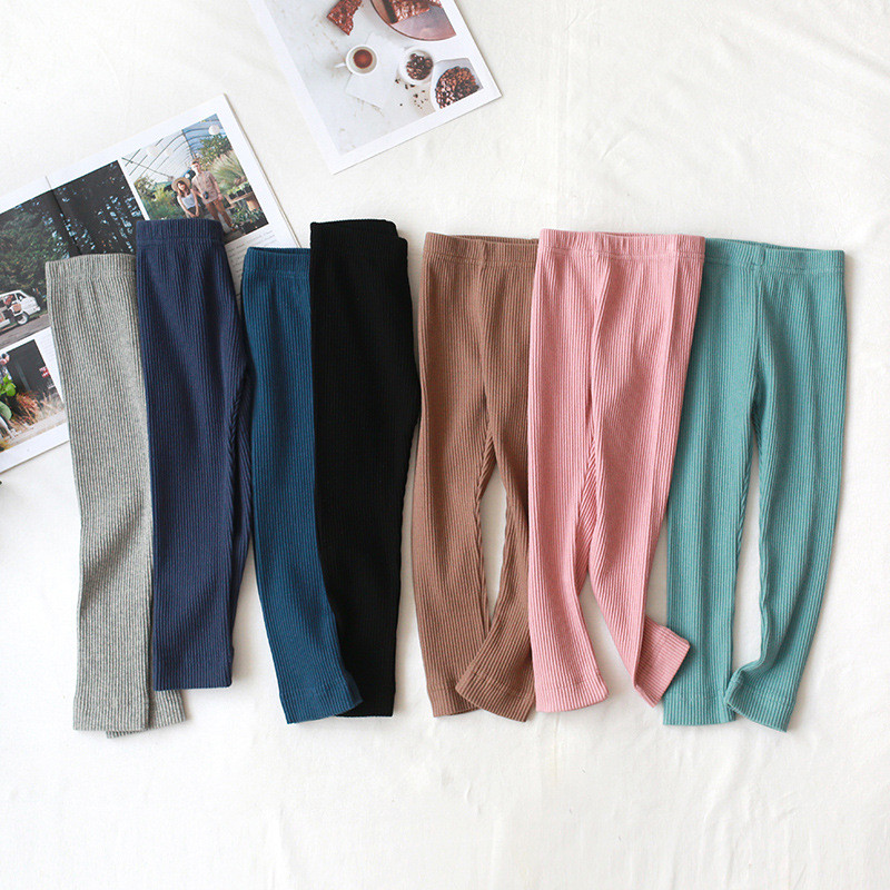 Kevad-sügis ühevärvilised puuvillased püksid Tüdrukutele Õhukesed SÄÄRSED Imikud Lapsed Elastsed püksid Lasteriided