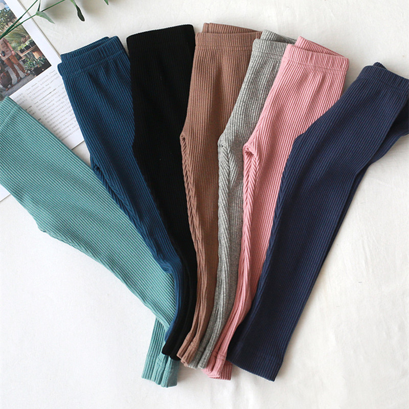 Kevad-sügis ühevärvilised puuvillased püksid Tüdrukutele Õhukesed SÄÄRSED Imikud Lapsed Elastsed püksid Lasteriided
