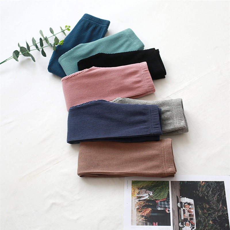 Kevad-sügis ühevärvilised puuvillased püksid Tüdrukutele Õhukesed SÄÄRSED Imikud Lapsed Elastsed püksid Lasteriided