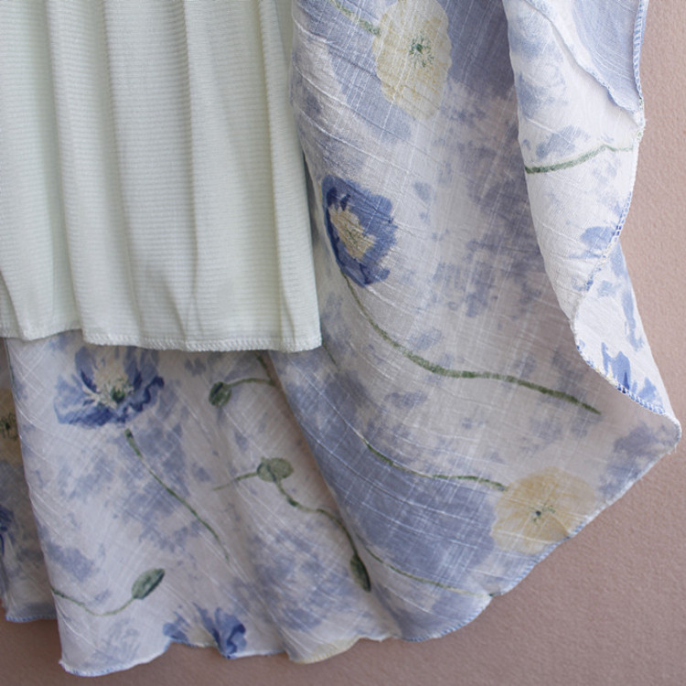 Kevadsuvi lilleline tüdrukuseelik Šifoon, pikk mood, vanaaegne teismeliste tüdrukute riided Elegantsed printsesslapsed Suures suuruses Tutu tüll