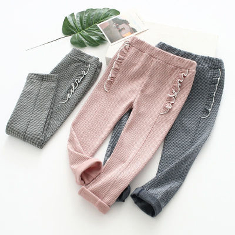 Vabaaja sügispüksid, pitsist ruudulised püksid, tüdrukud, vabaaja püksid, lastemood, pitsid, lasteriided