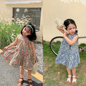 Ljetna haljina za djevojčice, slatka princeza Vestidos, plisirana haljina s cvijećem, kratkih rukava, nova modna dječja odjeća široka dječja odjeća