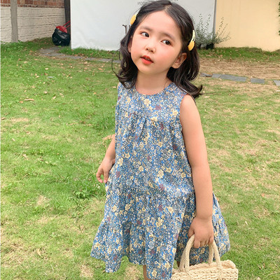 Ljetna haljina za djevojčice, slatka princeza Vestidos, plisirana haljina s cvijećem, kratkih rukava, nova modna dječja odjeća široka dječja odjeća