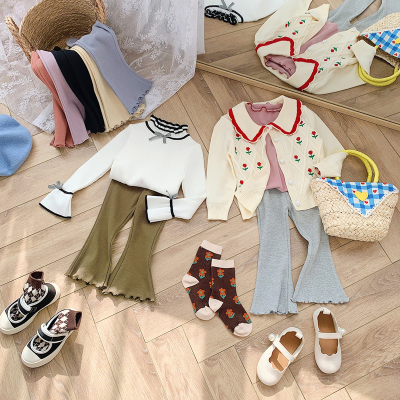 Dječje jednobojne tajice Hlače Plesne hlače za djevojčice Korejski stil Duge lepršave hlače Hlače za djevojčice Modna pamučna odjeća 2022.