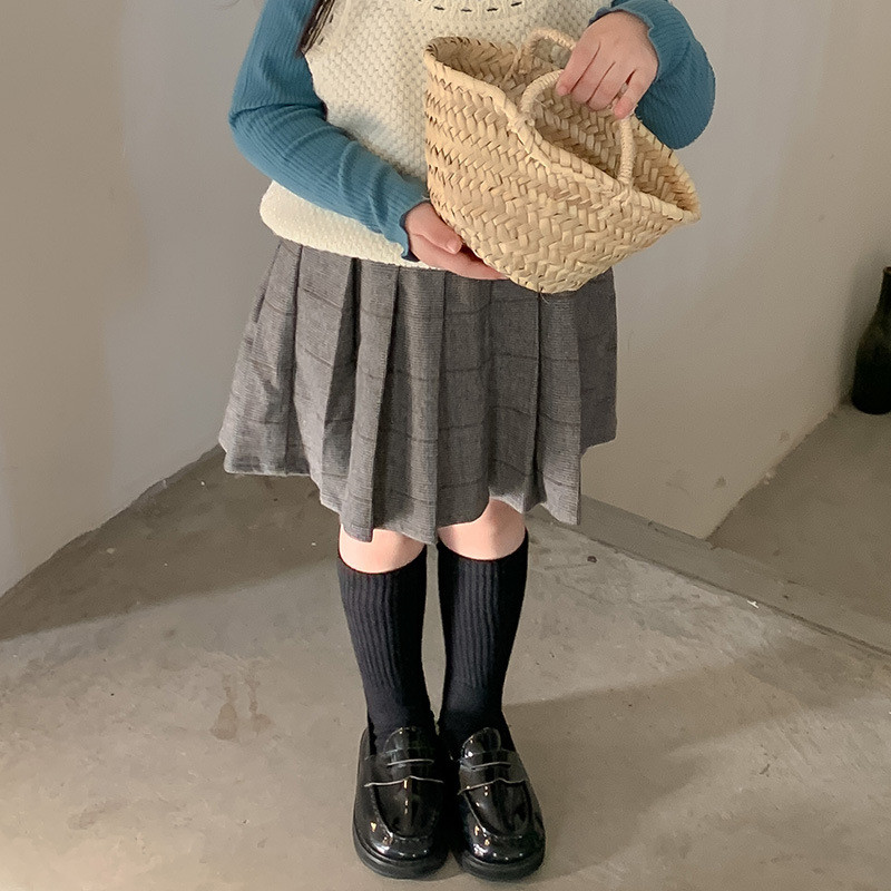 Beebi väikelapse Laste riided koolitüdrukute ruuduline seelik Printsess plisseeritud seelikud sügistalvised lapsed lühikesed seelikud