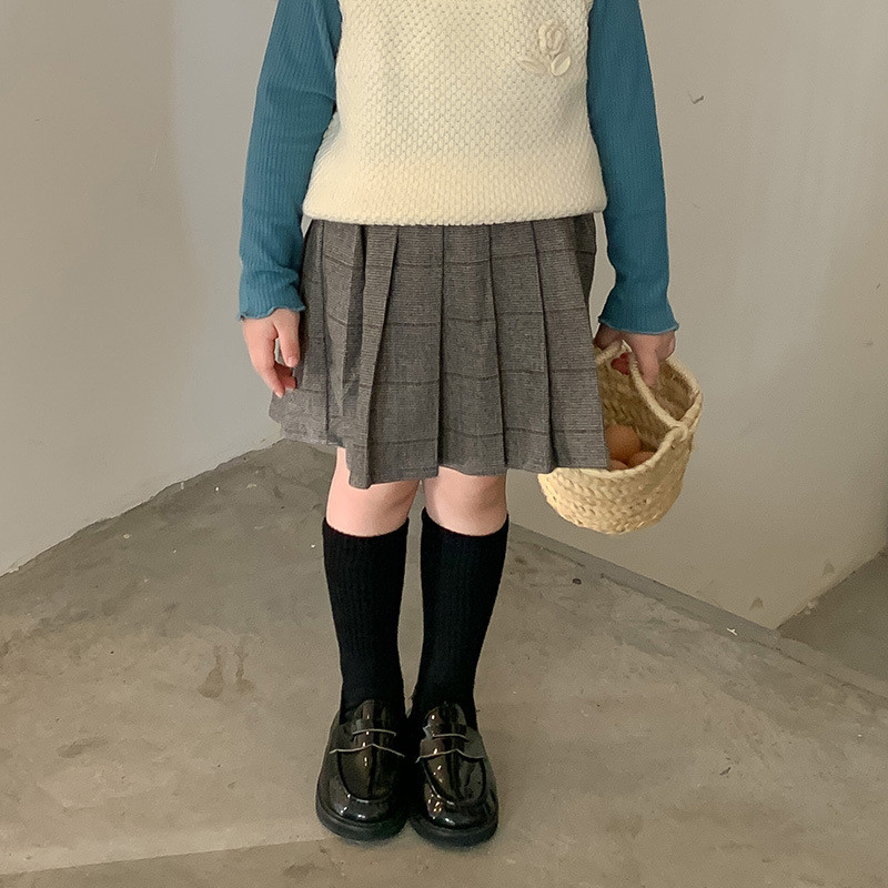 Beebi väikelapse Laste riided koolitüdrukute ruuduline seelik Printsess plisseeritud seelikud sügistalvised lapsed lühikesed seelikud