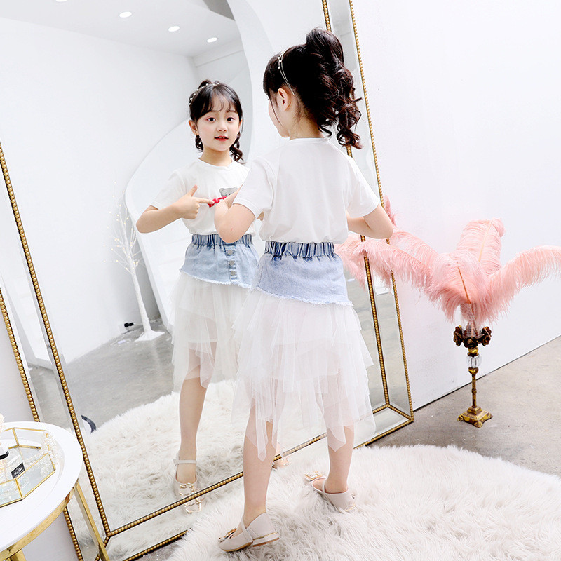 Ljetna suknja za djevojčice Dječja tutu suknja Mrežaste traper duge suknje Odjevna kombinacija Dječja odjeća Gornja dječja odjeća Suknja princeze LZ193