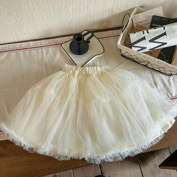 Κορεάτικο στυλ Κοριτσίστικες φούστες 2023 Νέα μεσαία μακριά φούστα με μπαλάκι μονόχρωμα παιδικά ρούχα