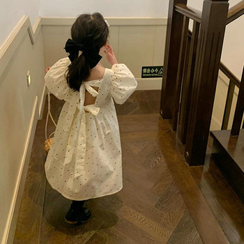 Καλοκαίρι 2023 Νέο βρεφικό φόρεμα για κορίτσια με κουκκίδες μανίκια με φούσκα Παιδικό φόρεμα πριγκίπισσας Μόδα πίσω Φιόγκος Παιδικό φόρεμα με τετράγωνο λαιμό