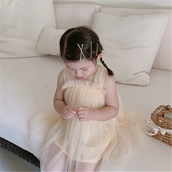 Καλοκαιρινό φόρεμα για κορίτσια από συμπαγές δίχτυ νήματα νεράιδα φόρεμα ζαρτιέρες Μόδα Παιδική στολή Γλυκά βρεφικά καθημερινά ρούχα Παιδικά ρούχα