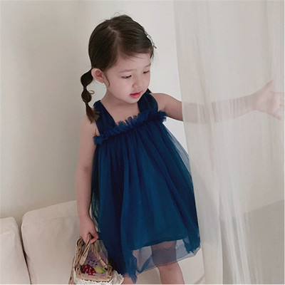 Suvine tüdrukute kleit Soliidne võrklõng Haldjas ripats Kleit Moodne Lasteriietus Armas beebi vabaajariided Lasteriided