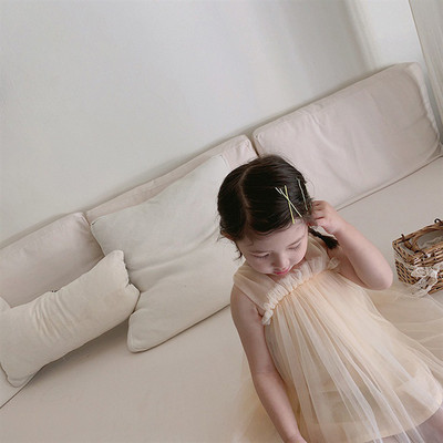 Suvine tüdrukute kleit Soliidne võrklõng Haldjas ripats Kleit Moodne Lasteriietus Armas beebi vabaajariided Lasteriided