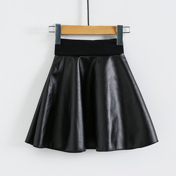 Κοριτσίστικες Φούστες Νέα Μόδα PU Faux Leather jupe Ελαστική μέση Μωρό Κοριτσάκι Φούστα Tutu Φθινόπωρο Μαύρη Παιδική Κοντή Φούστα Παιδικά Ρούχα